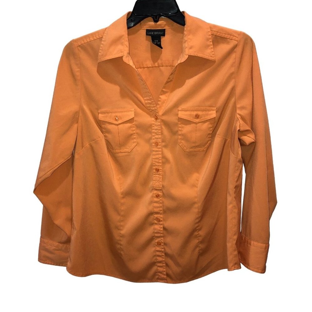 Lane Bryant Women's Orange Button-Up Top